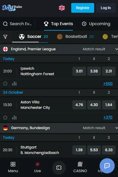 MyStake browser-based mobile casino and sportsbook